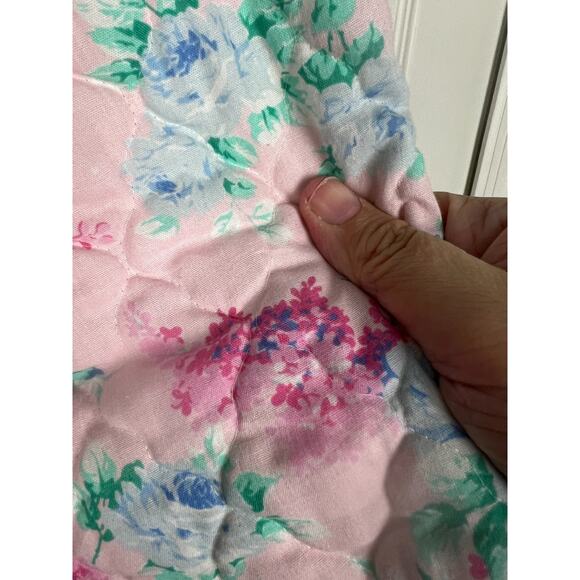 Vtg Leisure Life Quilted Robe Pink Blue Floral Sz XL Cottage Country Look - Picture 4 of 10